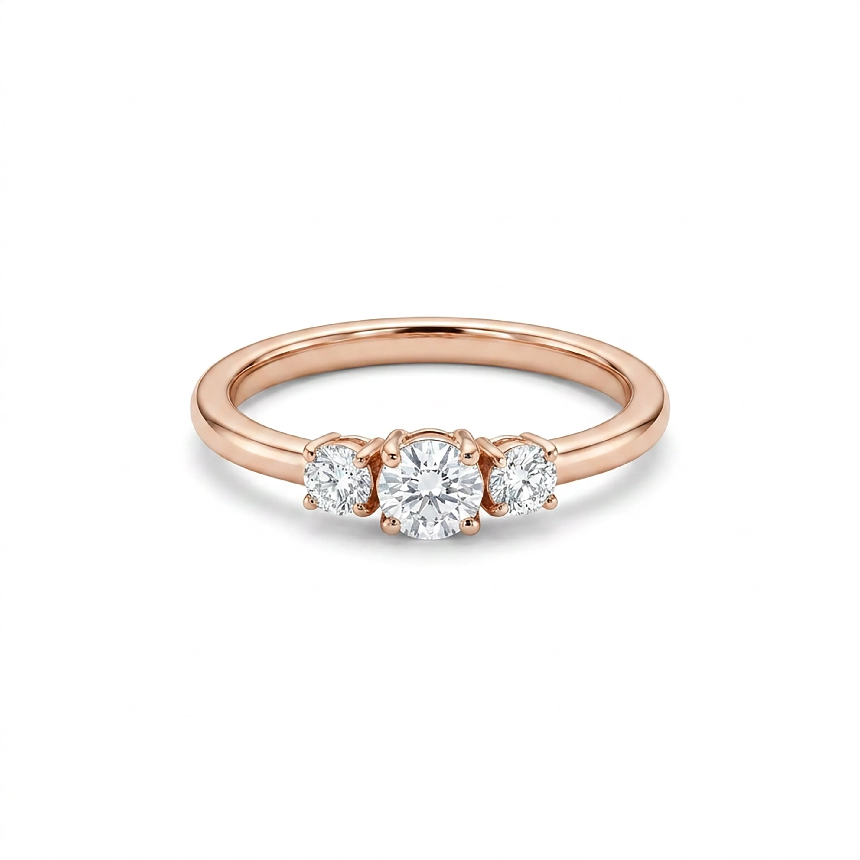Linear Spark Casual Rose Gold & Diamond Ring - Image 2