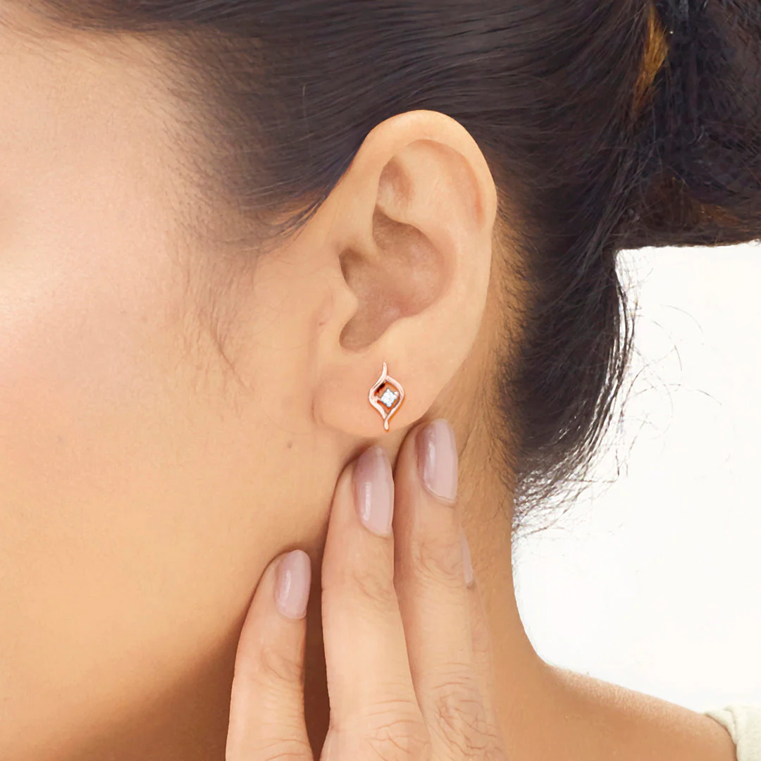 Luminous Petals Diamond Stud Earrings - Image 2