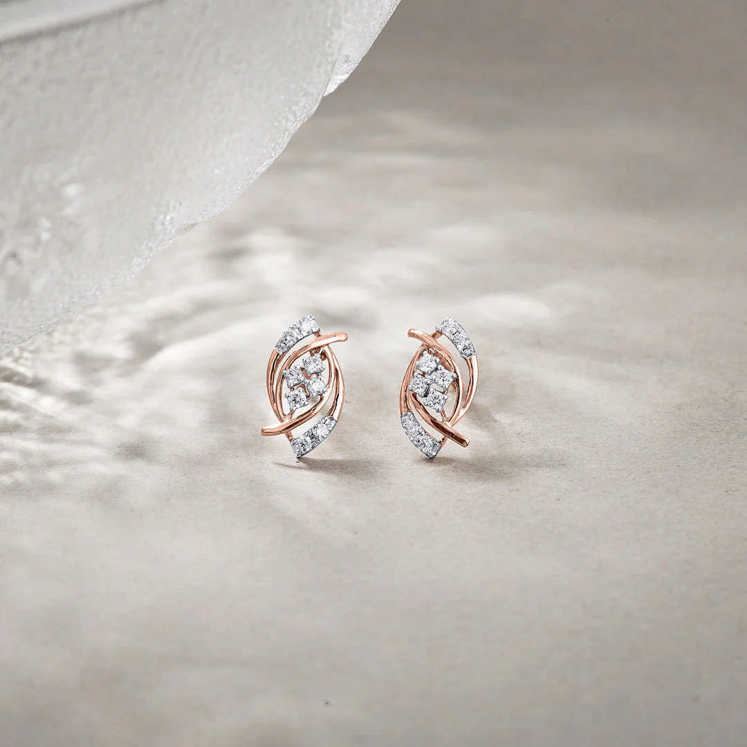 Luminous Twist Diamond Stud Earrings