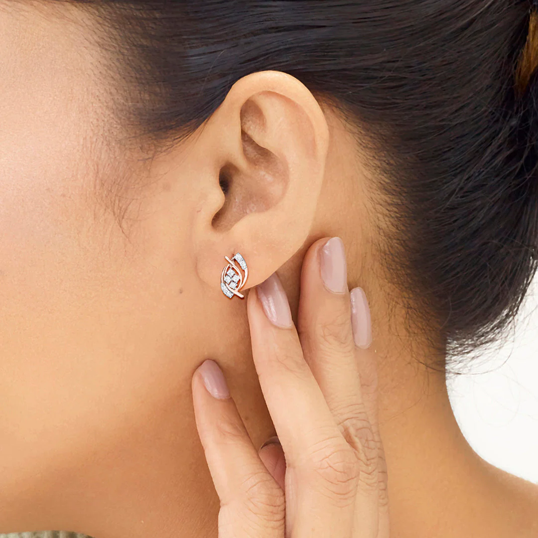 Luminous Twist Diamond Stud Earrings - Image 2