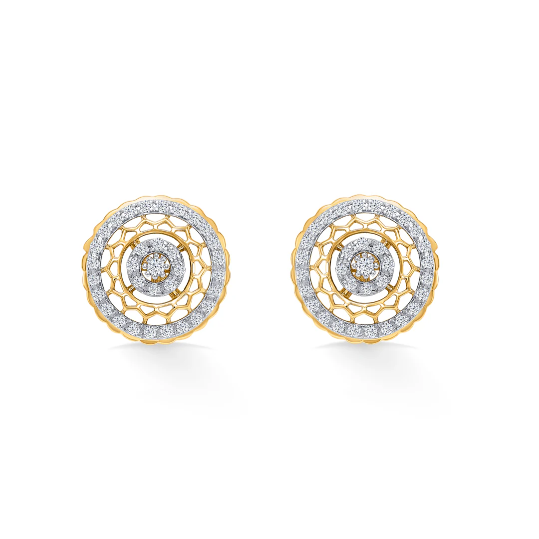 Lunaria Bloom Gold & Diamond Stud Earring - Image 2