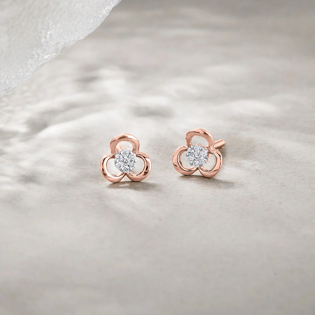 Lustre Bloom Diamond Stud Earrings
