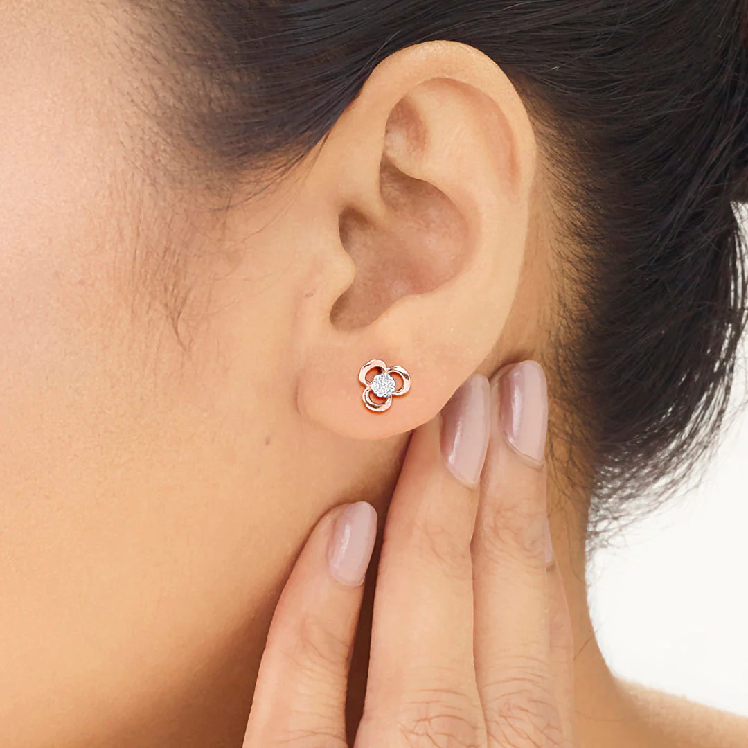 Lustre Bloom Diamond Stud Earrings - Image 2