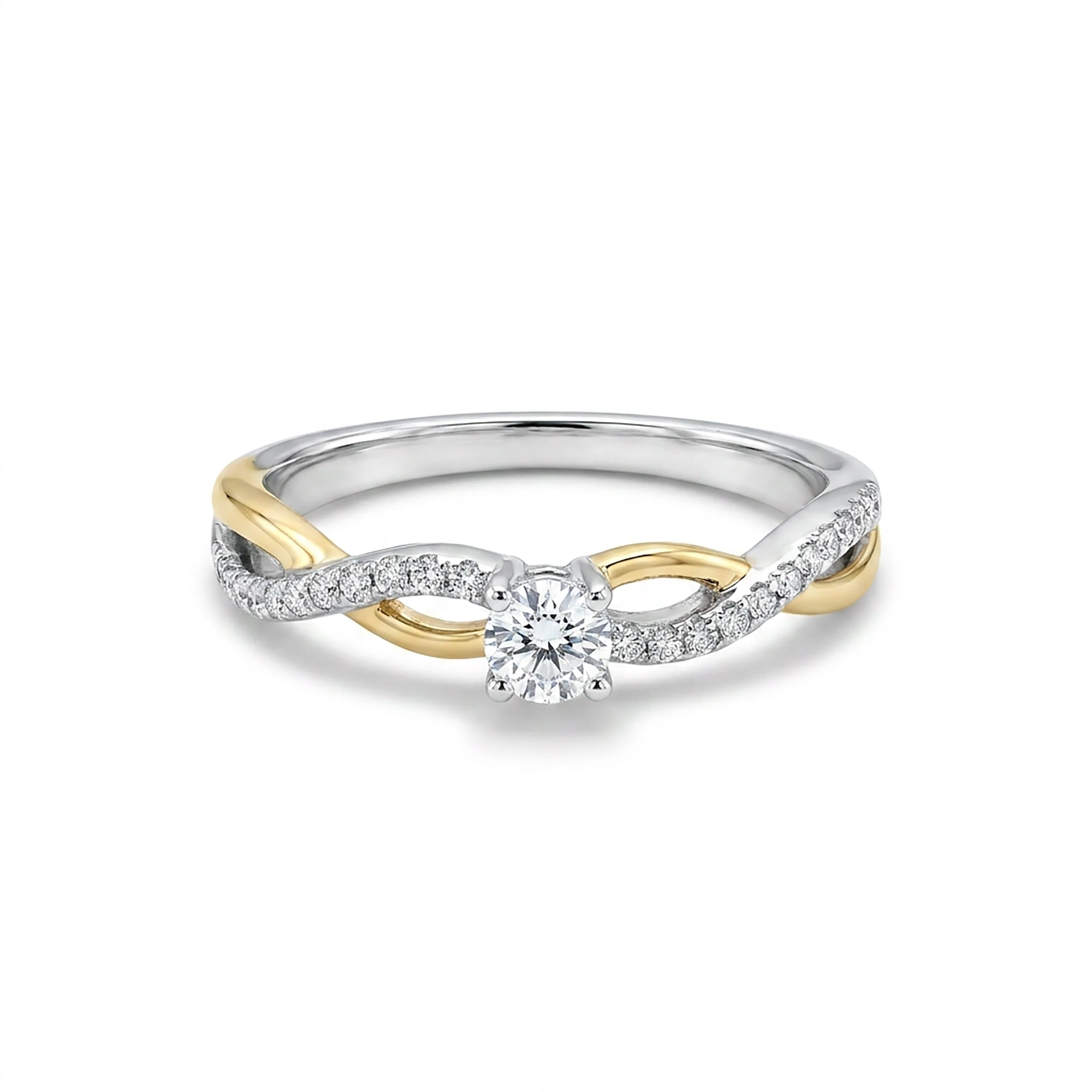 Lustre Line Engagement Yellow + White Gold & Diamond Ring - Image 2