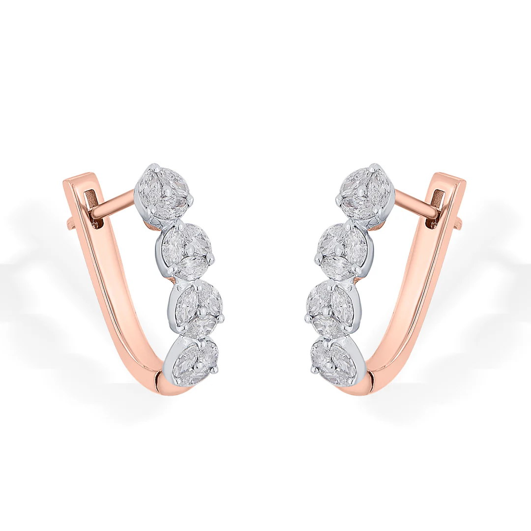 Lustrous Layers Gold Stud Diamond Earring for Women - Image 4
