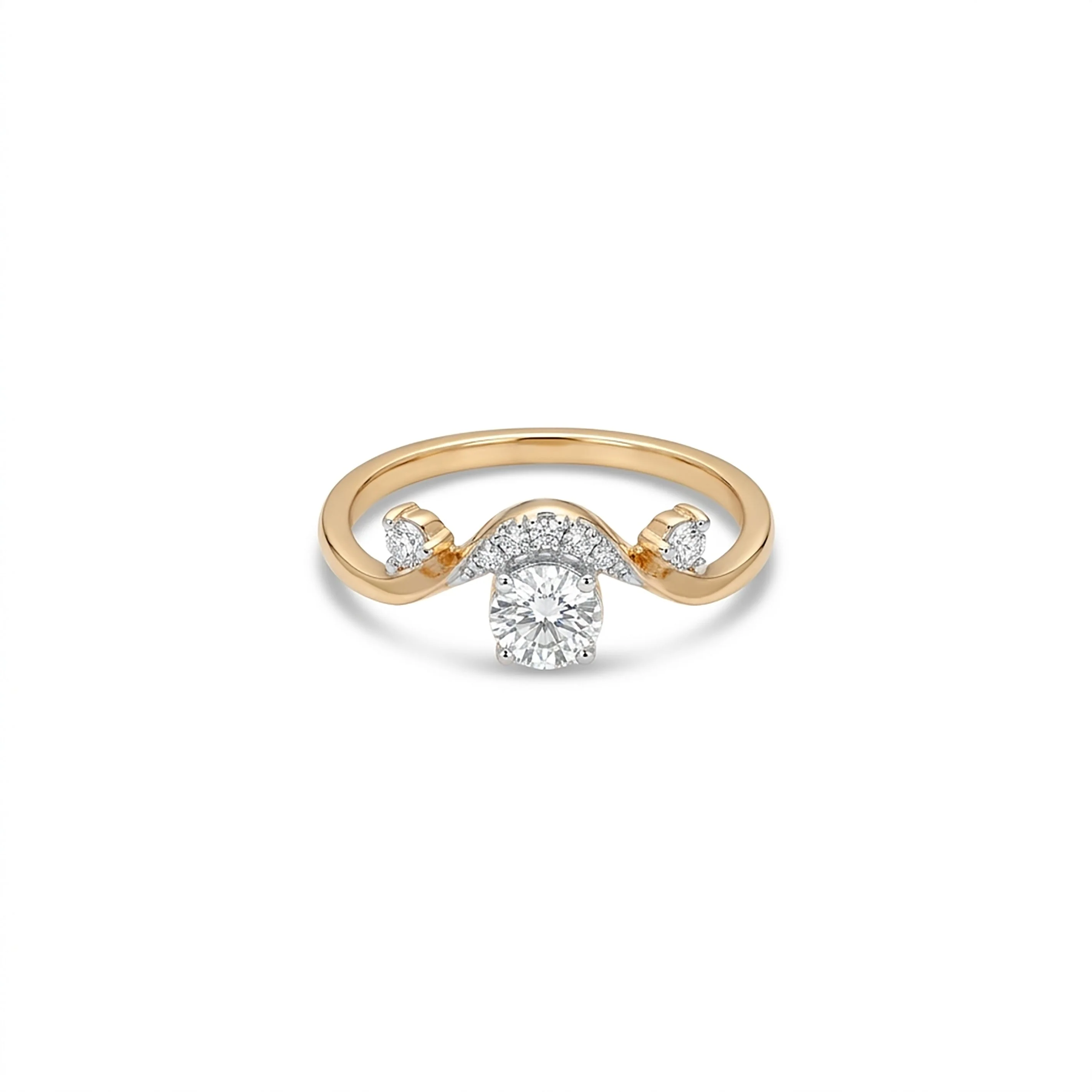 Luxe Chevron Fashion Yellow Gold & Diamond Ring - Image 2