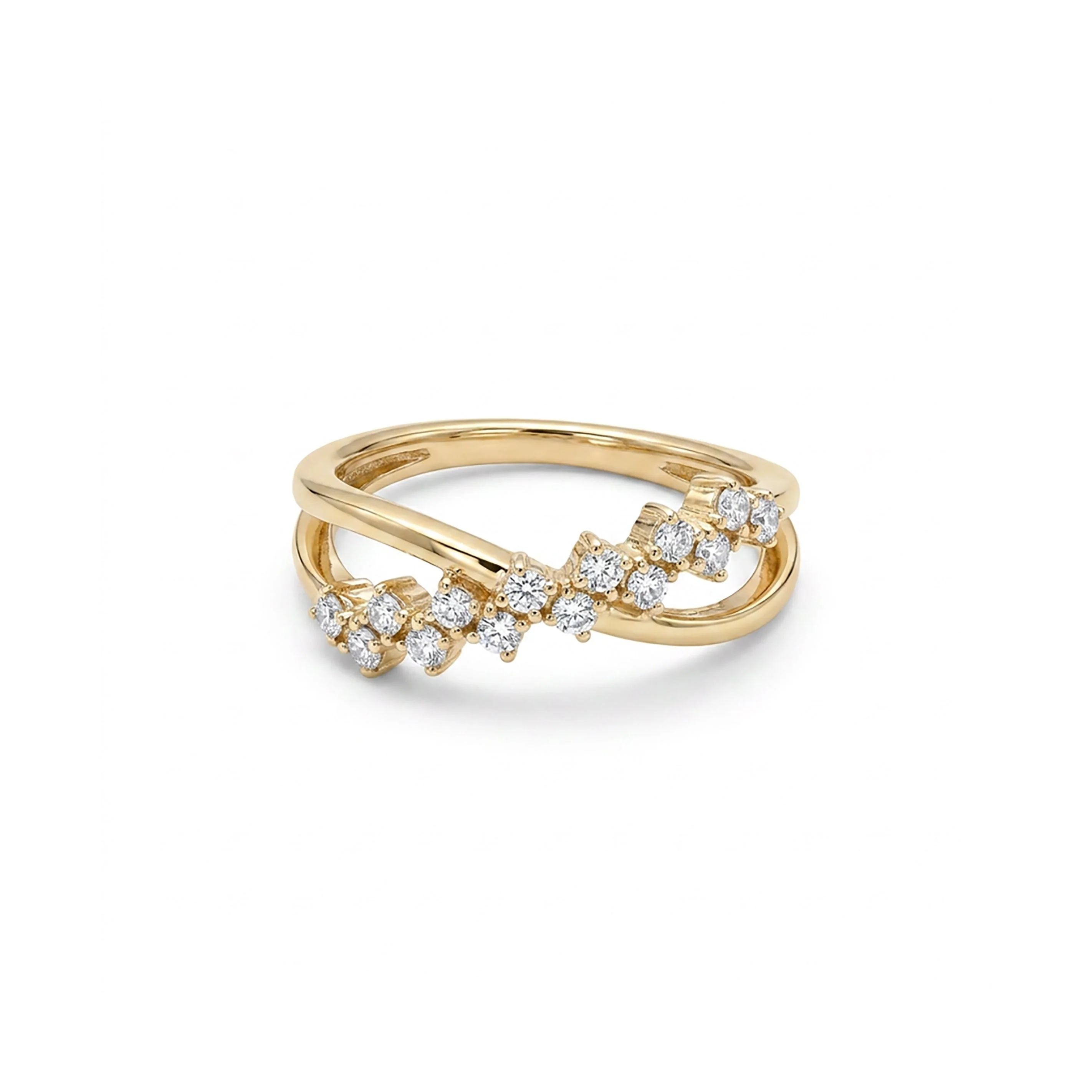 Luxe Crossover Fashion Yellow Gold & Diamond Ring - Image 2