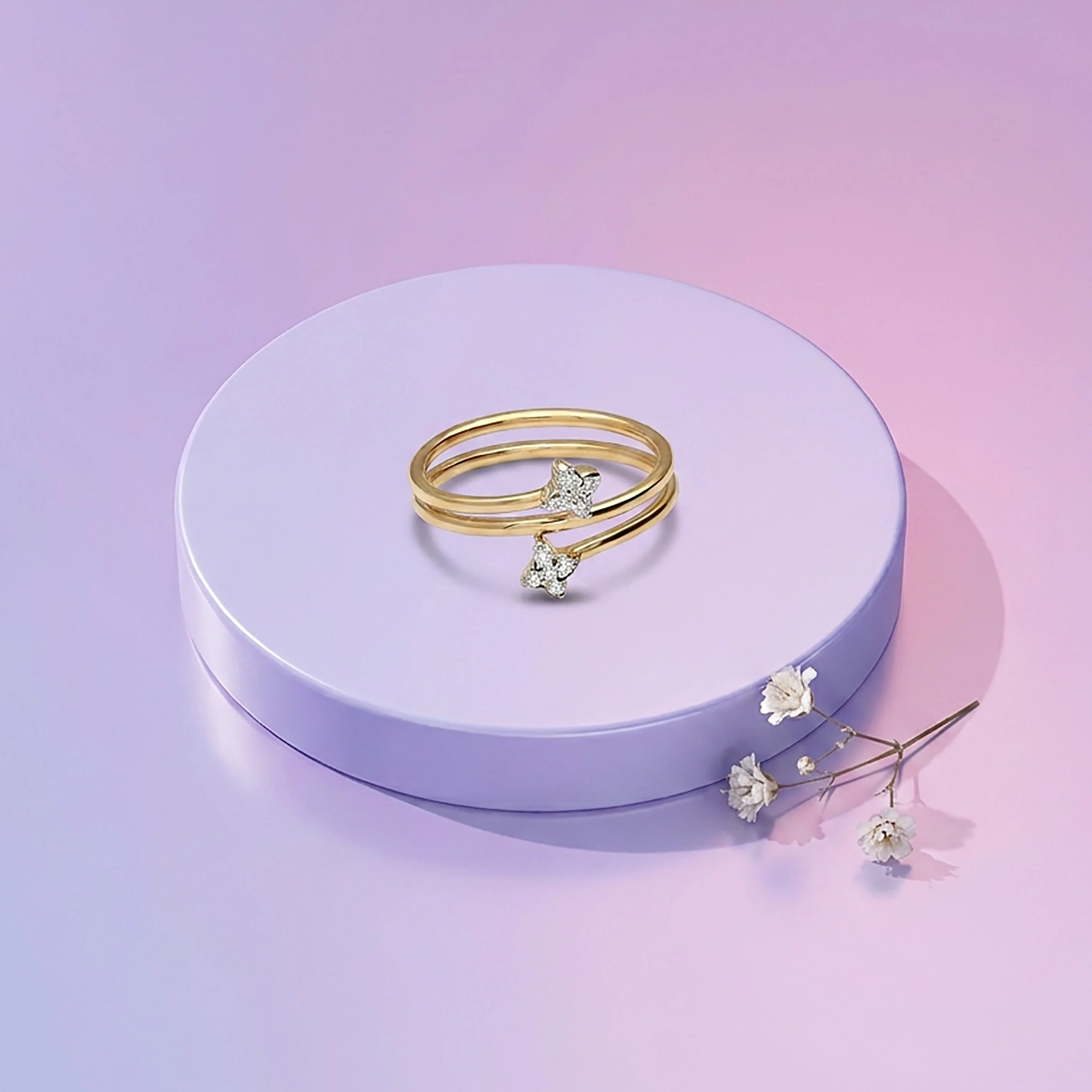 Luxe Spiral Fashion Yellow Gold & Diamond Ring