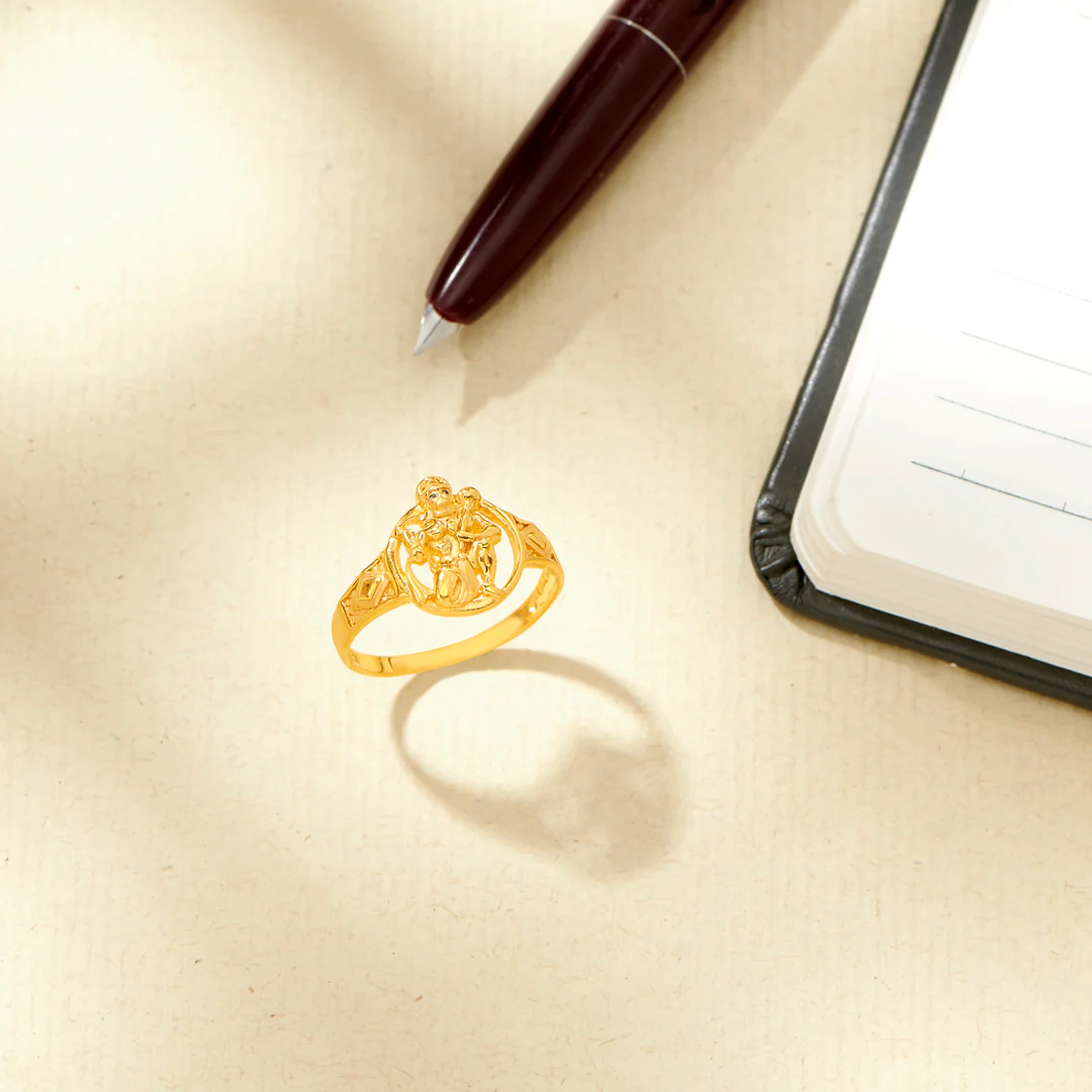 Mahabali Hanuman Yellow Gold Men's Ring