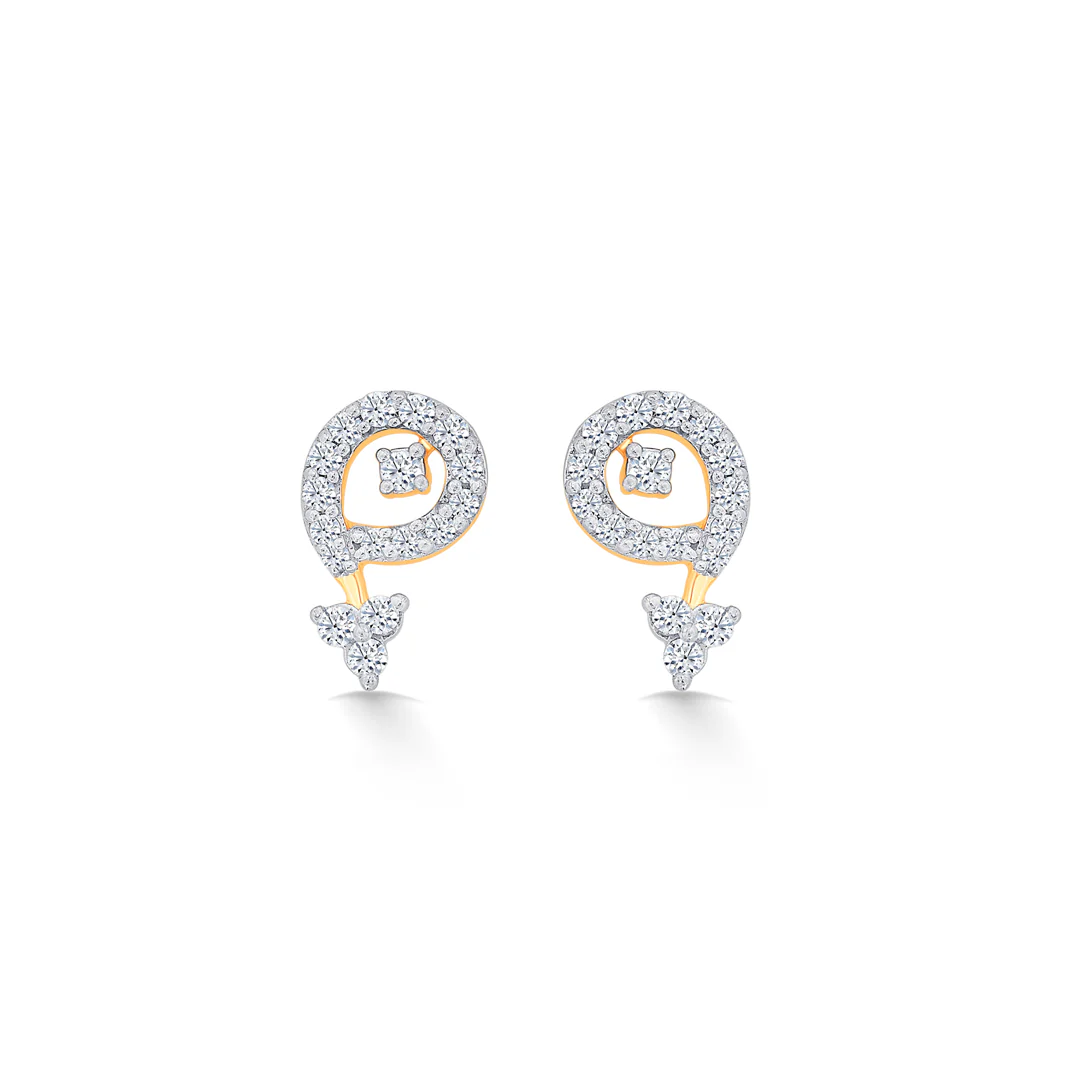 Mireon Crest Gold & Diamond Stud Earring - Image 2