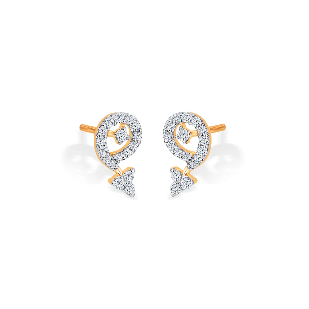 Mireon Crest Gold & Diamond Stud Earring - Image 3
