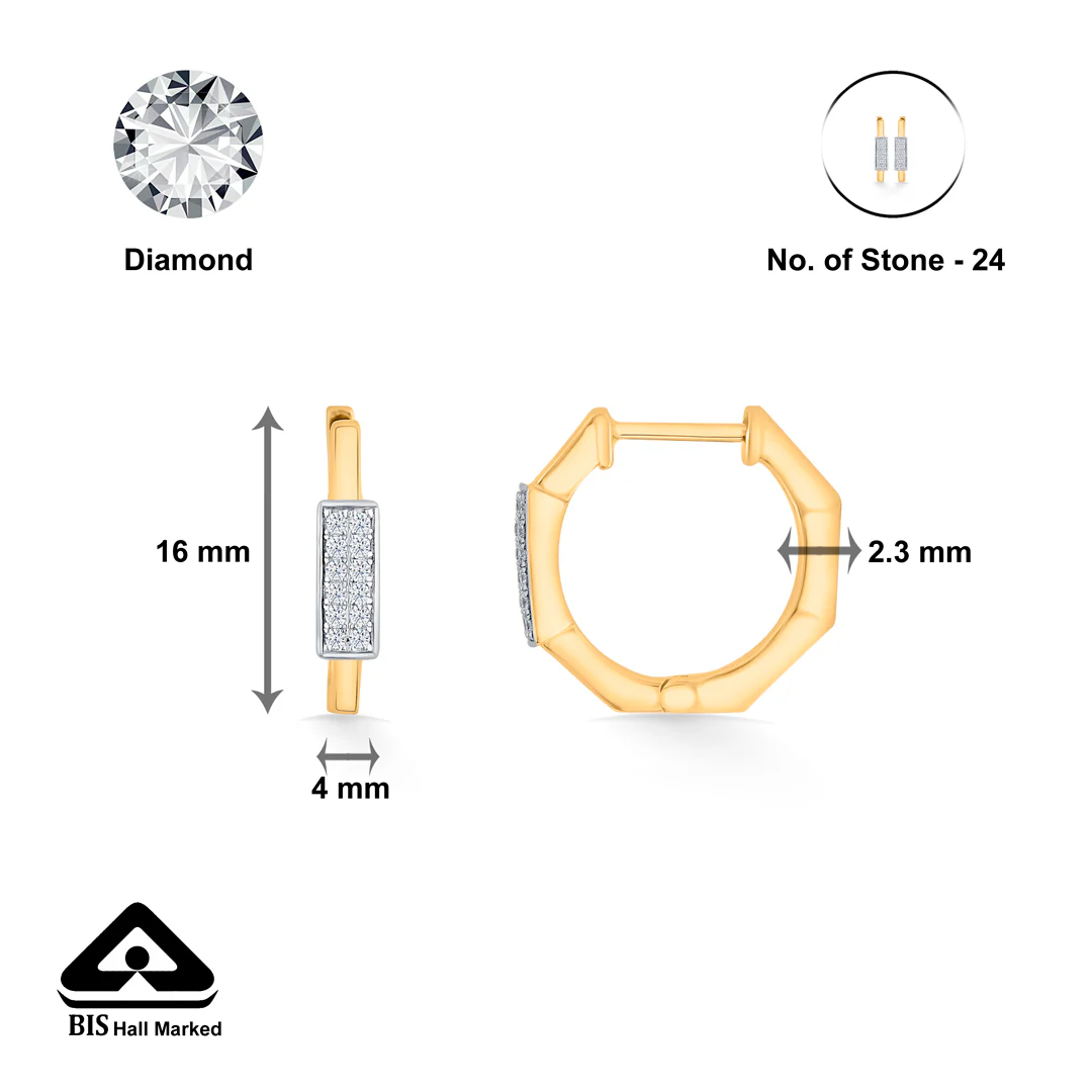 Modern Axis Gold & Diamond Stud Earring For Women - Image 6