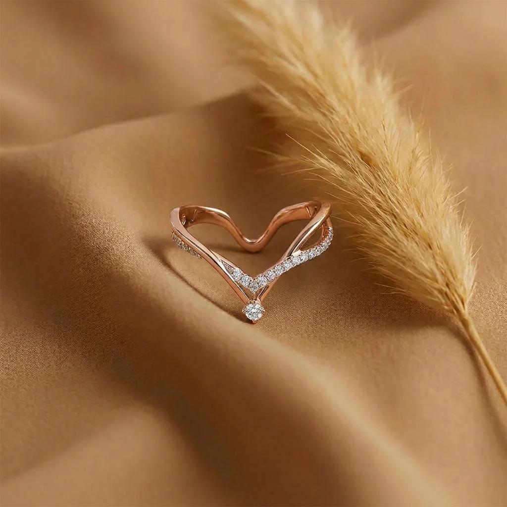 Modern Vanki Fashion Rose Gold & Diamond Ring - Image 2