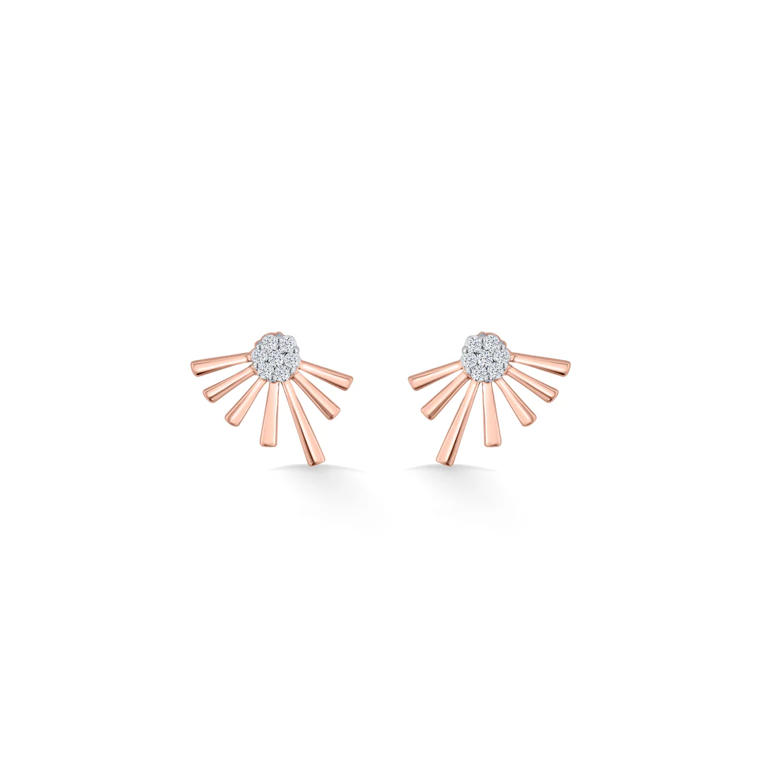 Morning Rays Gold & Diamond Stud Earring For Women - Image 3