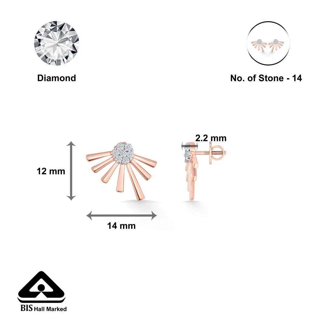 Morning Rays Gold & Diamond Stud Earring For Women - Image 6