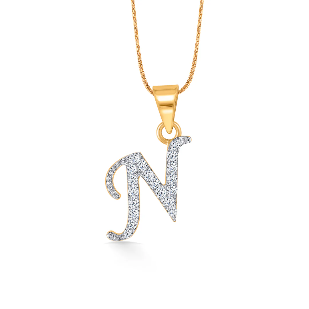 N Locket Luxe Gold Alphabet Unisex Pendant - Image 2