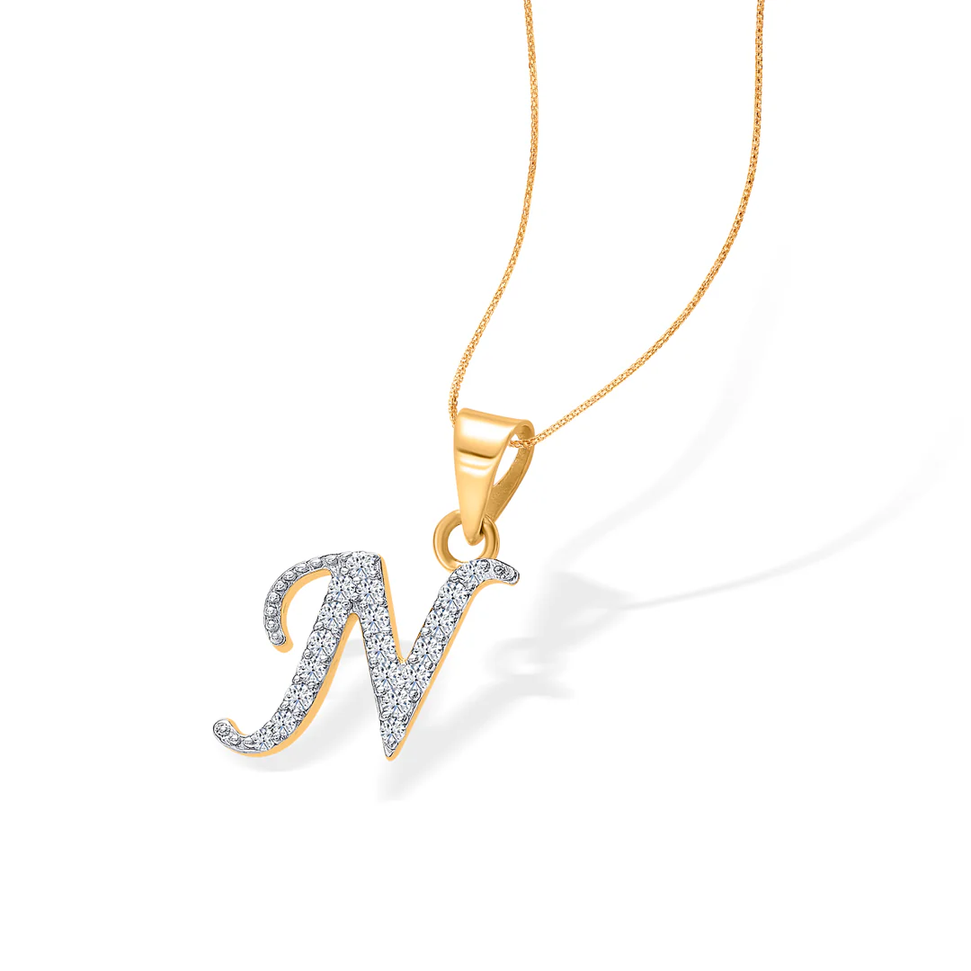 N Locket Luxe Gold Alphabet Unisex Pendant - Image 4