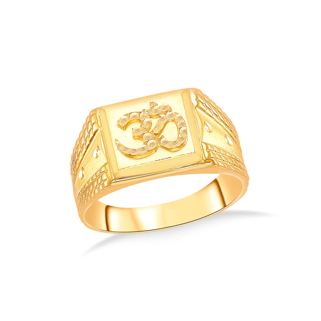 Om Serenity Yellow Gold Men's Ring - Image 2