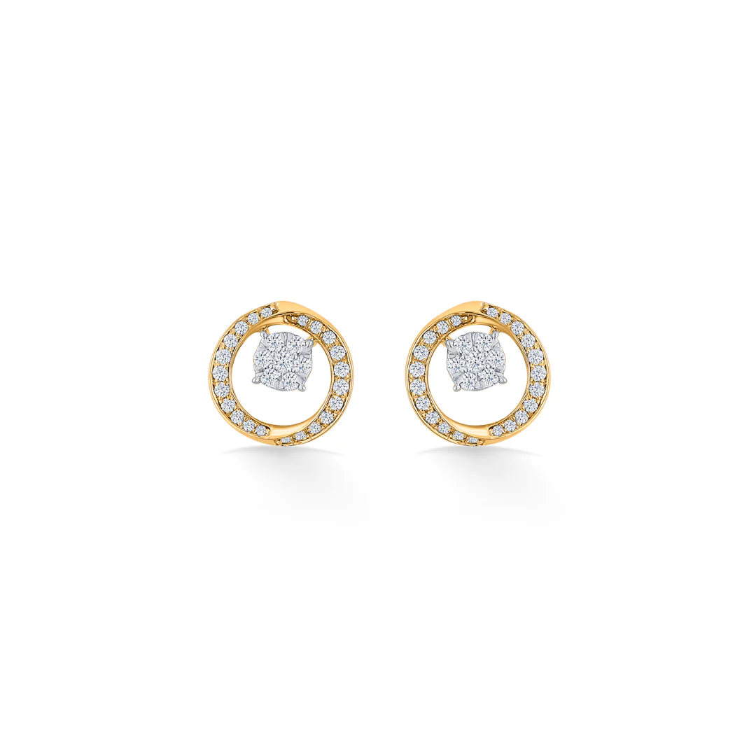 Opulent Radiance Gold & Diamond Stud Earring For Women - Image 3