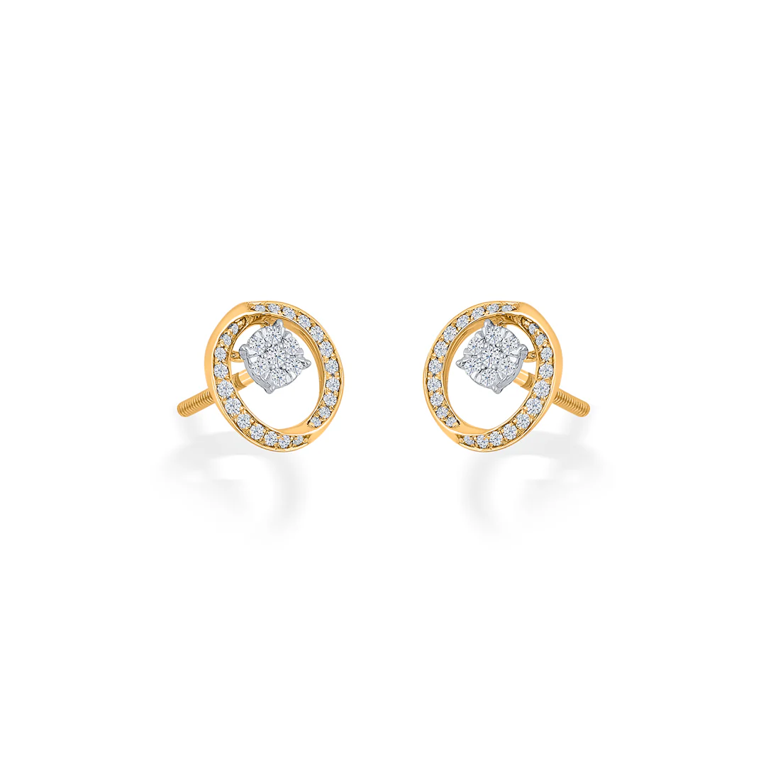 Opulent Radiance Gold & Diamond Stud Earring For Women - Image 4
