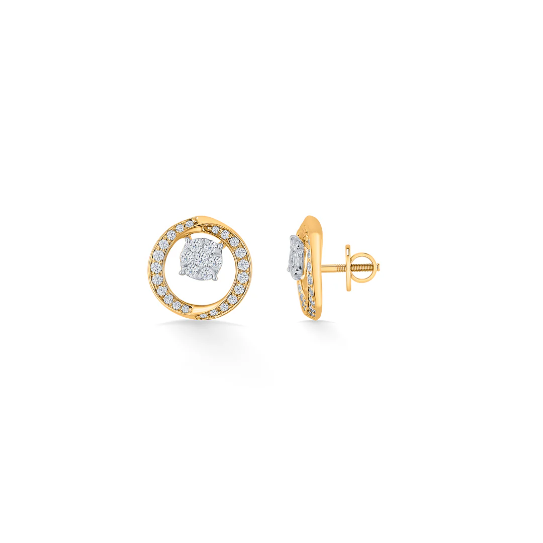 Opulent Radiance Gold & Diamond Stud Earring For Women - Image 5