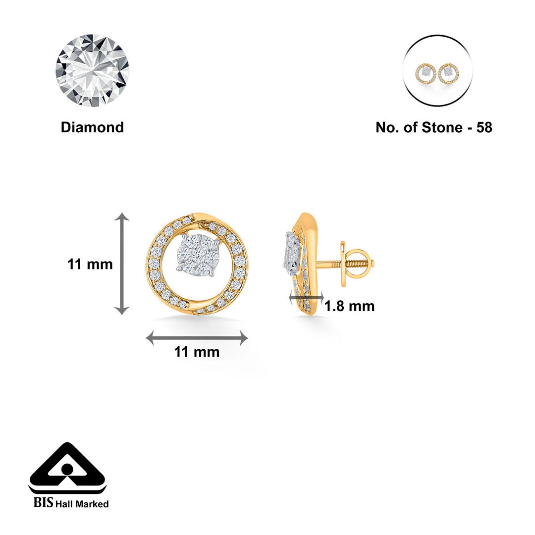 Opulent Radiance Gold & Diamond Stud Earring For Women - Image 6