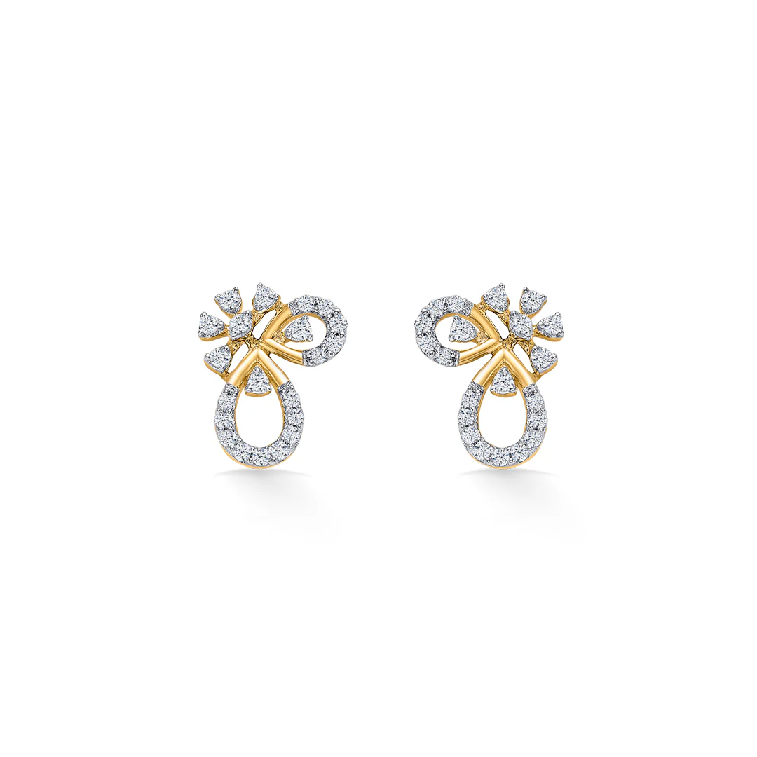 Orna Loop Gold & Diamond Stud Earring - Image 2