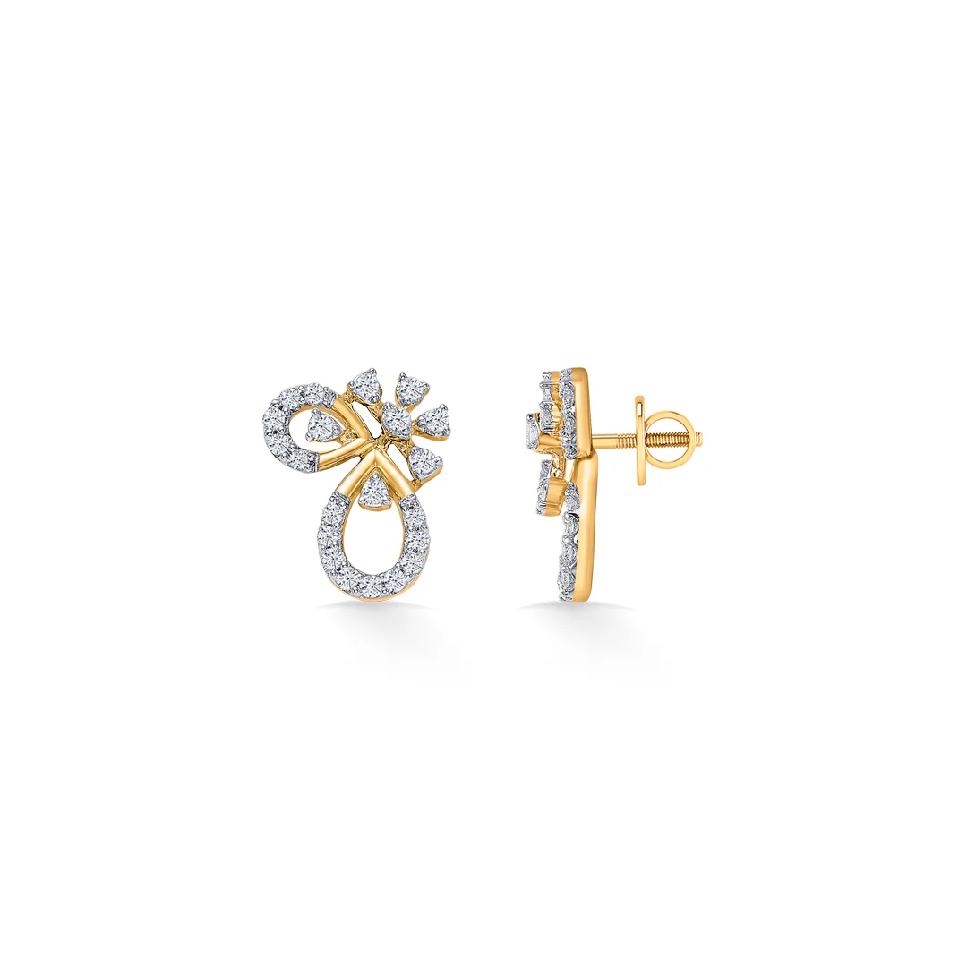Orna Loop Gold & Diamond Stud Earring - Image 4