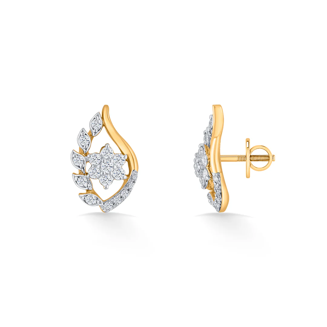 Ornate Flora Yellow Gold Stud Earring for Women - Image 5