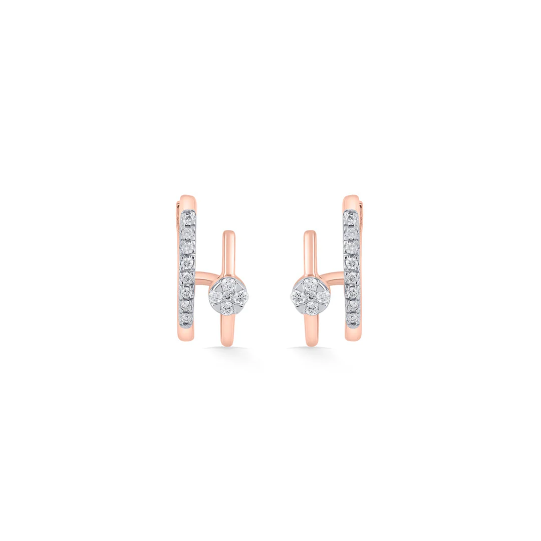 Oval Bright Diamond Hoops & Huggie Earrings - Image 3