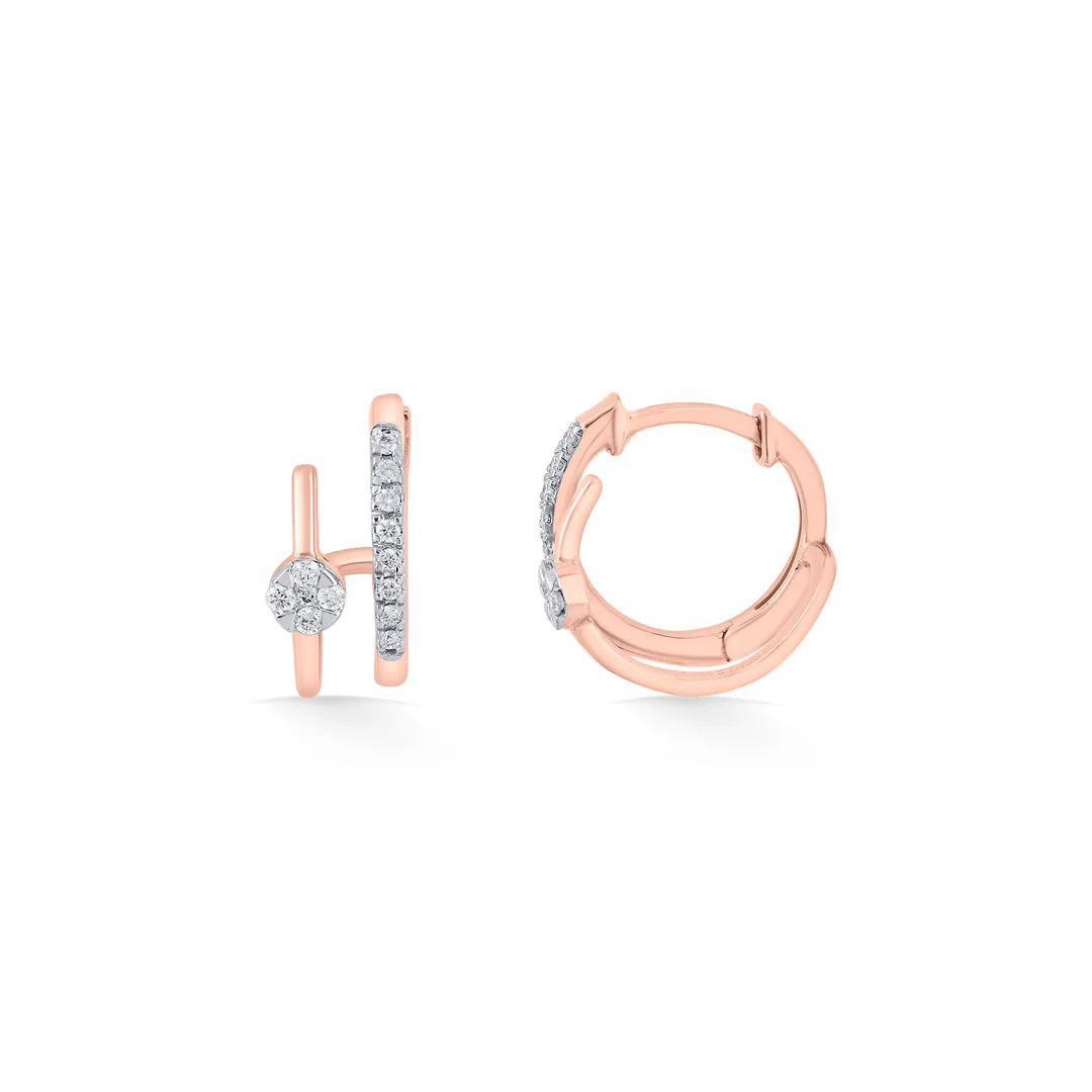 Oval Bright Diamond Hoops & Huggie Earrings - Image 5