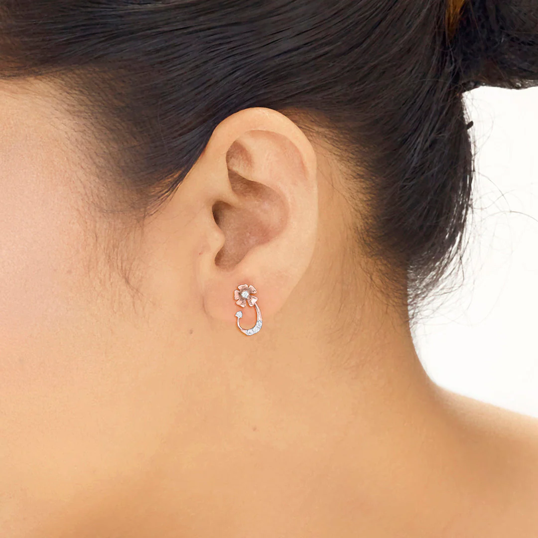 Oval Glint Diamond Stud Earrings - Image 2