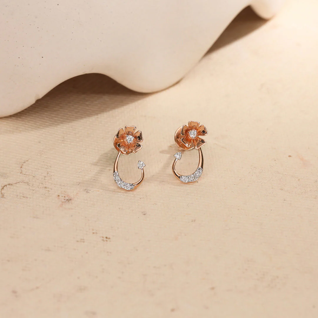 Oval Glint Diamond Stud Earrings - Image 6