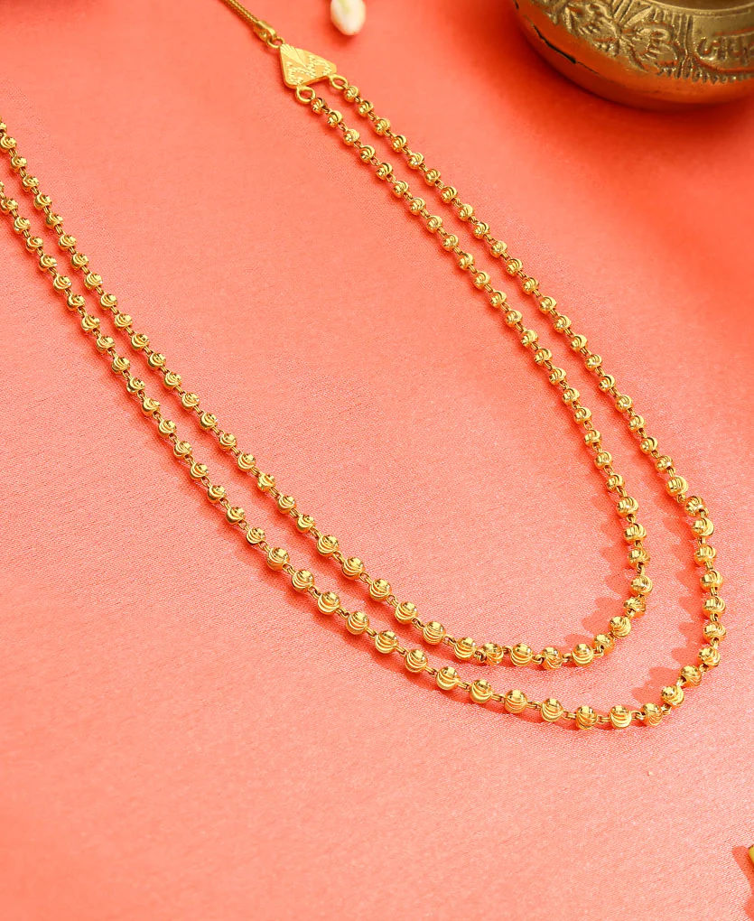 Padma Vertical Maal Yellow Gold Necklace For Women - Image 3