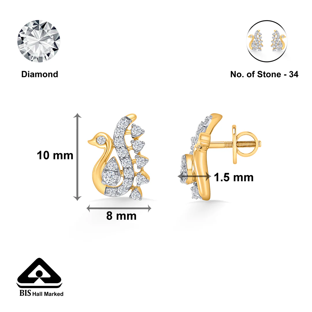 Peacock Gold & Diamond Earring For Women - Image 5