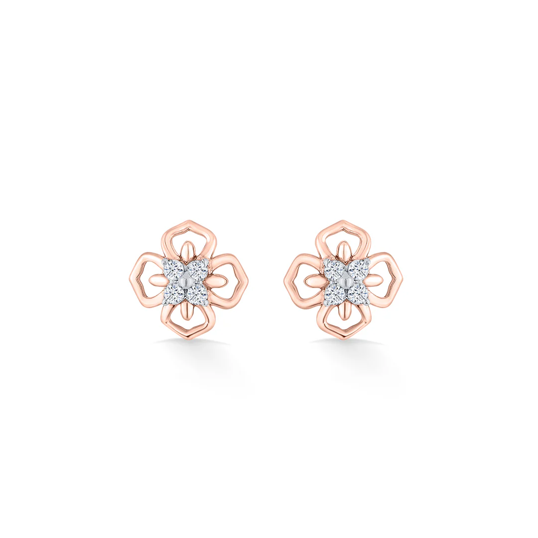 Petal Prism Rose Gold Stud Diamond Earring For Women - Image 3