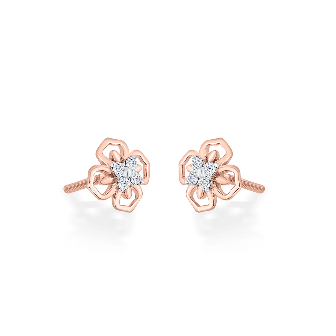 Petal Prism Rose Gold Stud Diamond Earring For Women - Image 4