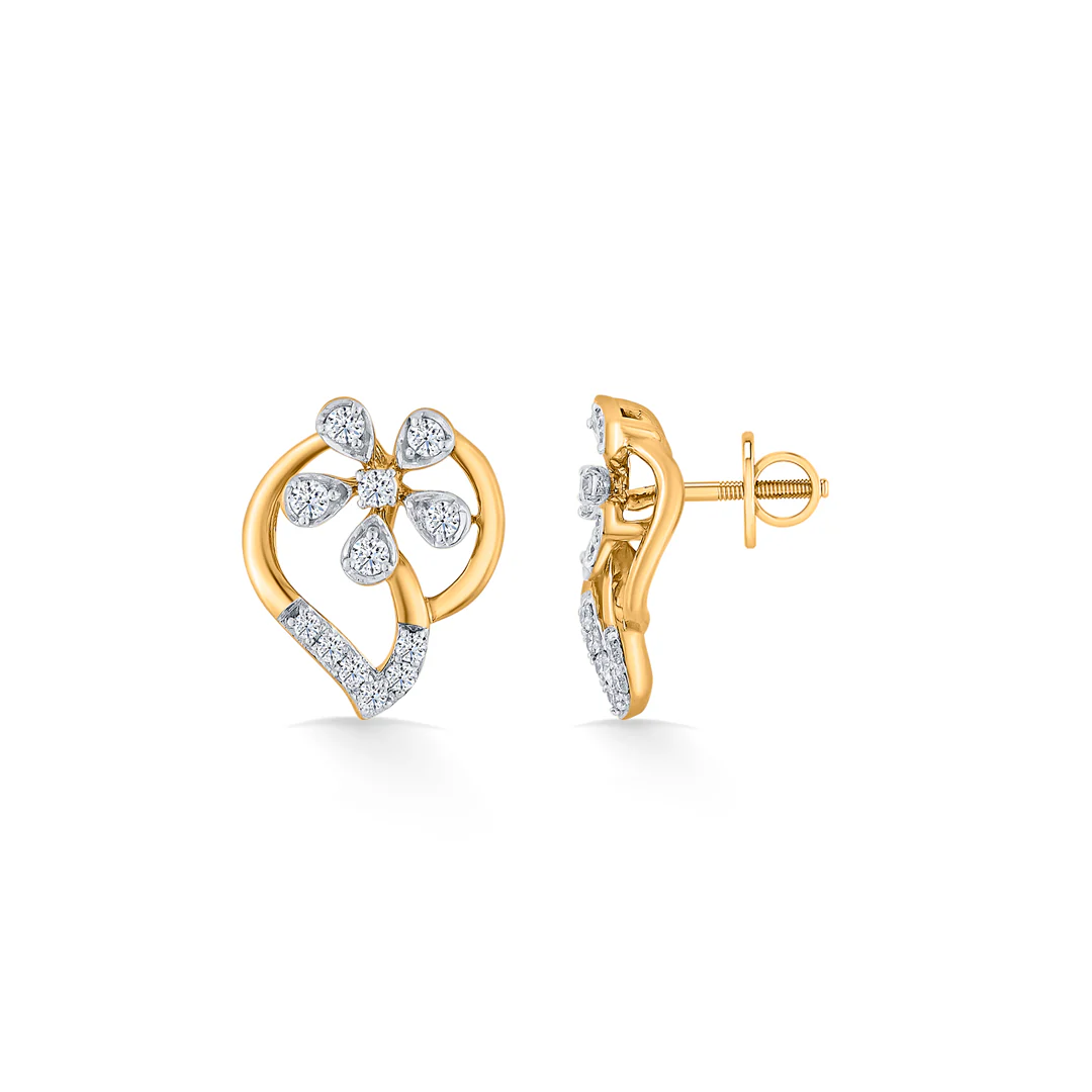 Petal Symphony Gold Stud Diamond Earring for Women - Image 5