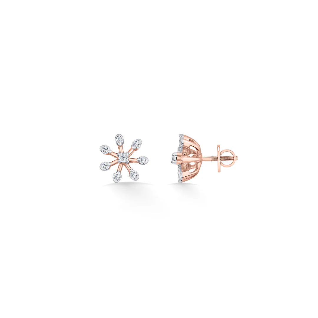 Petite Flora Gold & Diamond Stud Earring For Women - Image 5