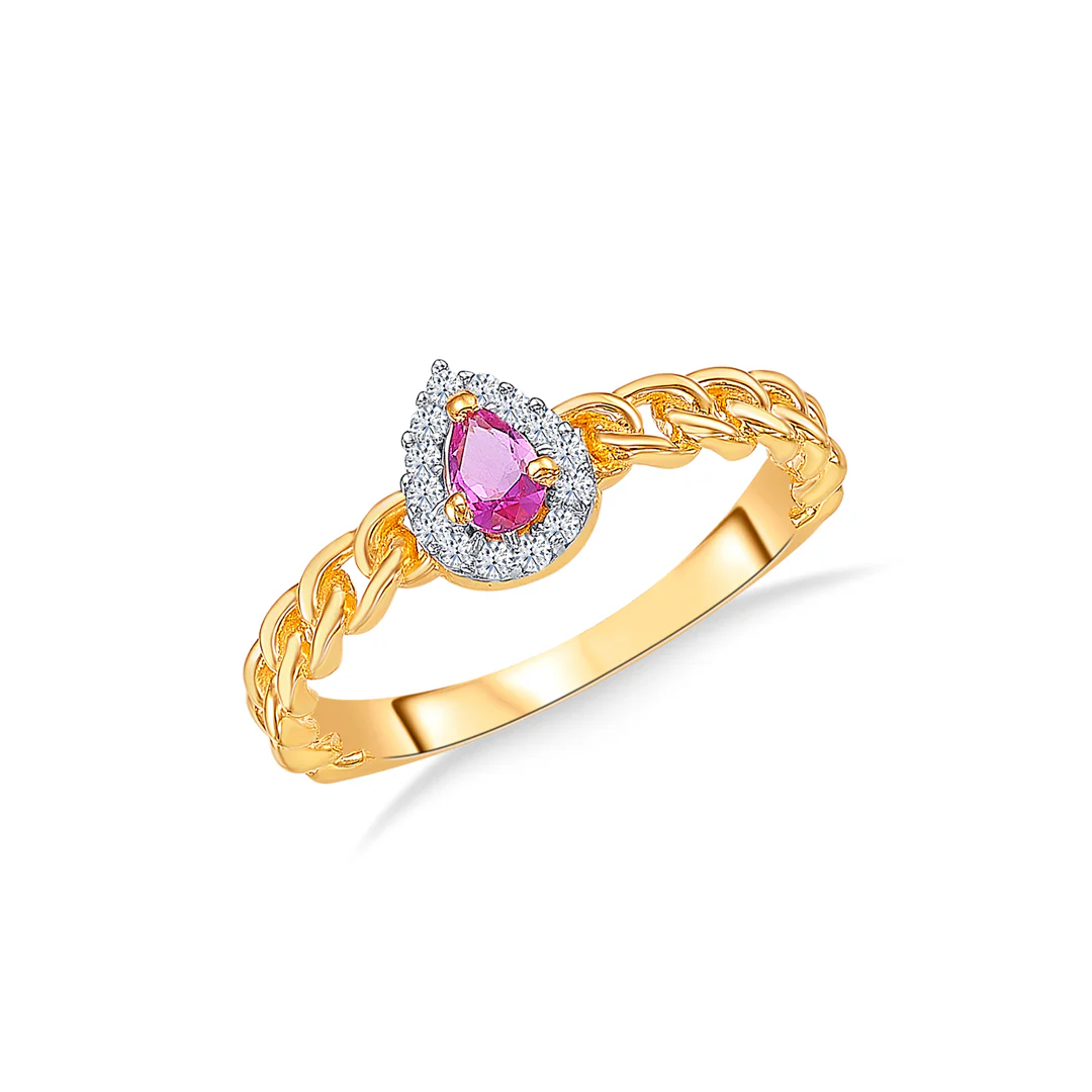 Pink Essence Gold Fashion Ring For Women - Image 2