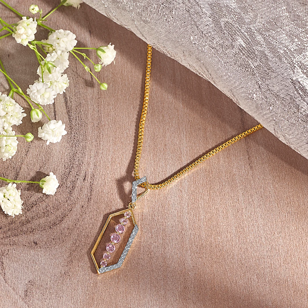 Pink Vector Gold & Diamond Classic Pendant