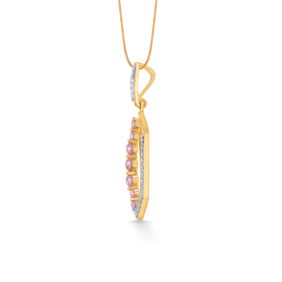 Pink Vector Gold & Diamond Classic Pendant - Image 3