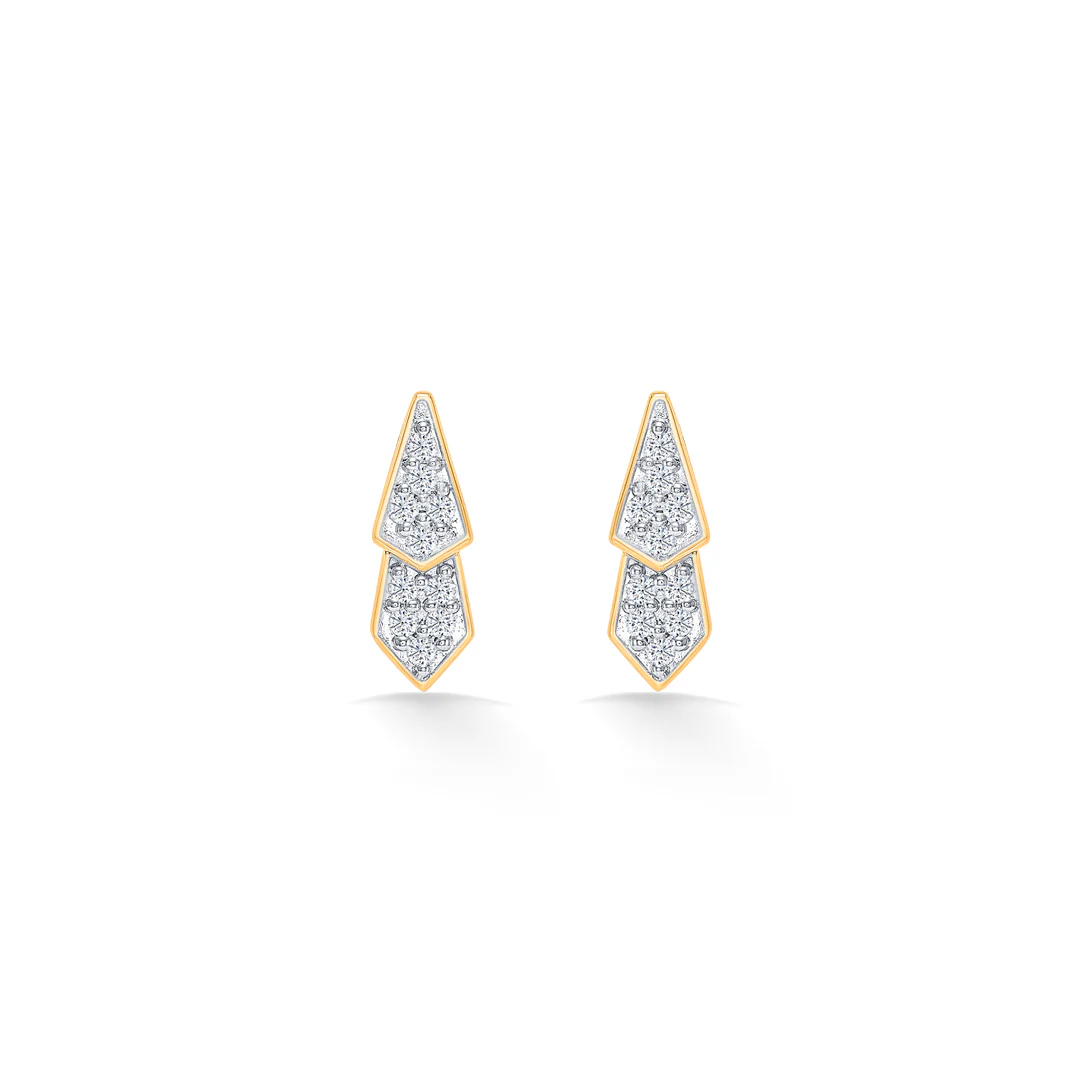 Pointelle Lux Gold & Diamond Stud Earring - Image 2