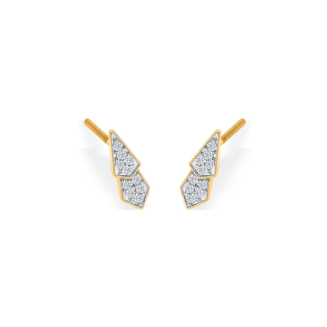 Pointelle Lux Gold & Diamond Stud Earring - Image 3