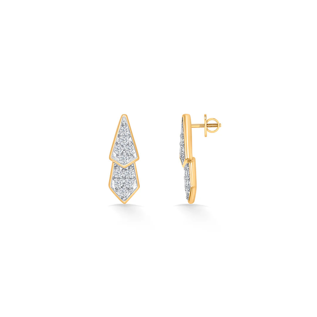 Pointelle Lux Gold & Diamond Stud Earring - Image 4
