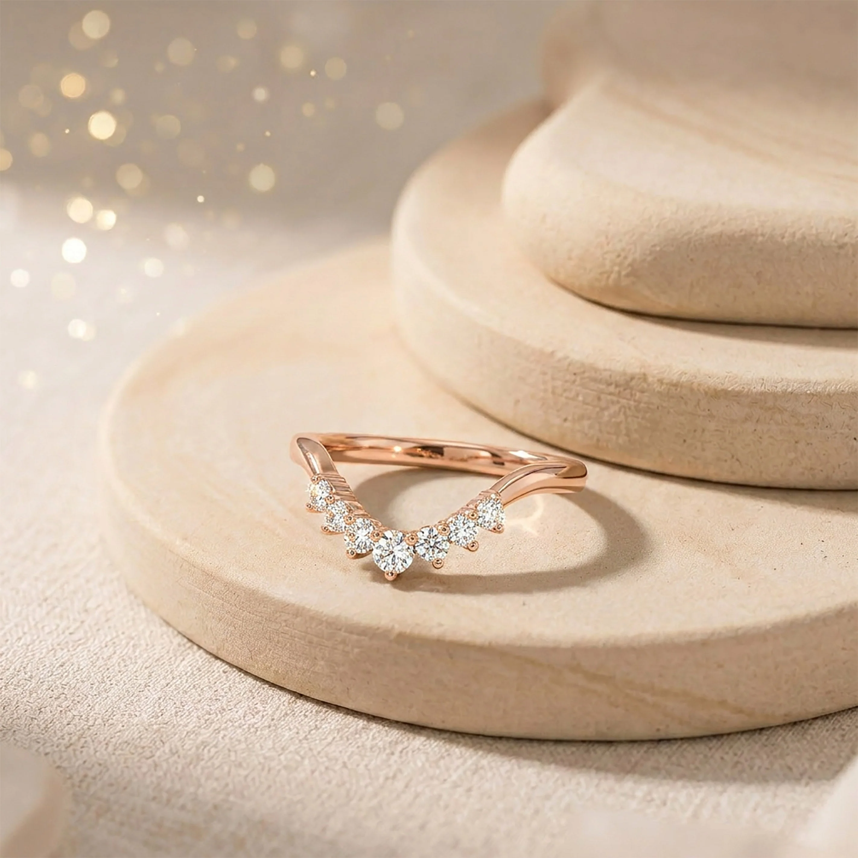 Prestige Chevron Fashion Rose Gold & Diamond Ring
