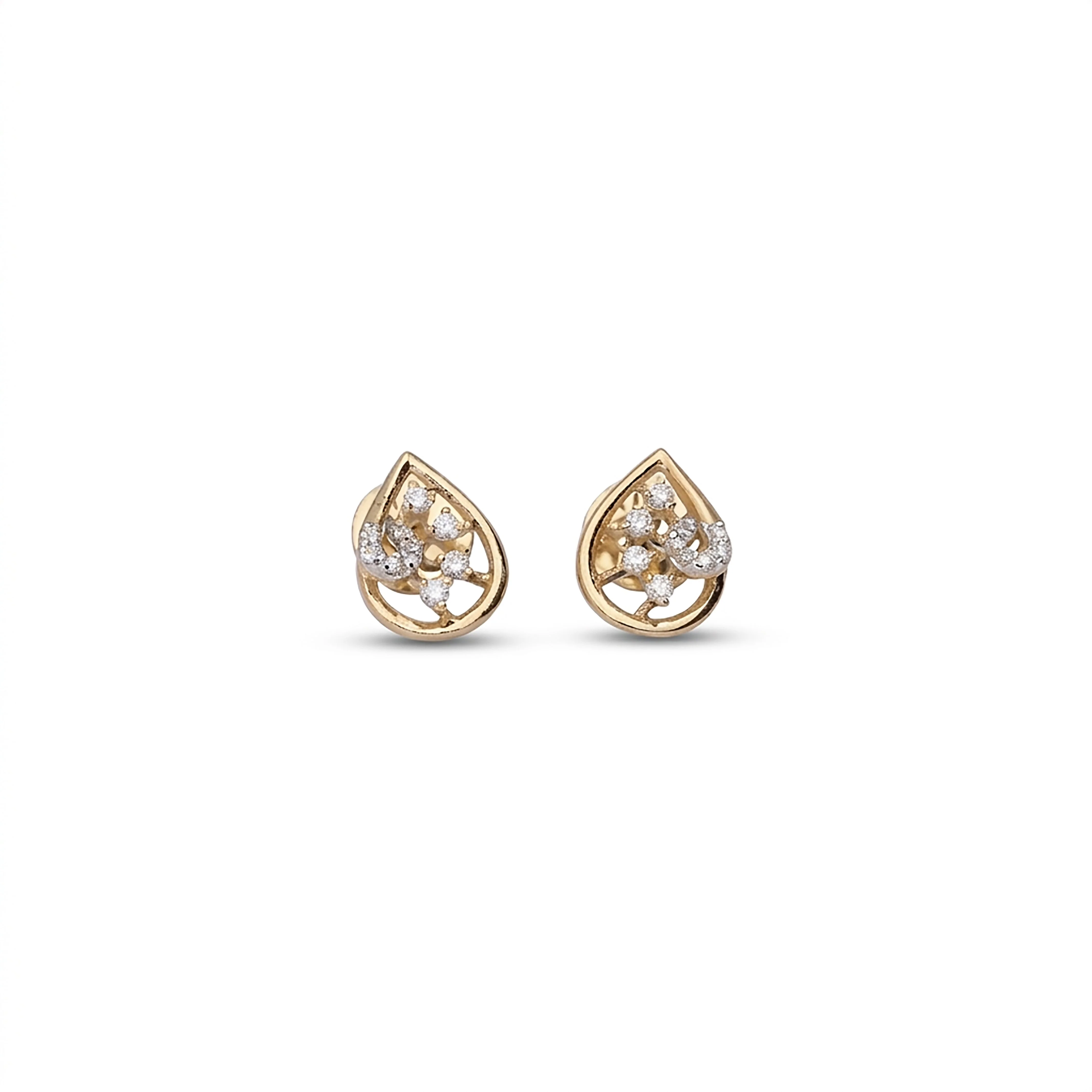 Radiant Drops Studs Yellow Gold & Diamond Earrings - Image 2
