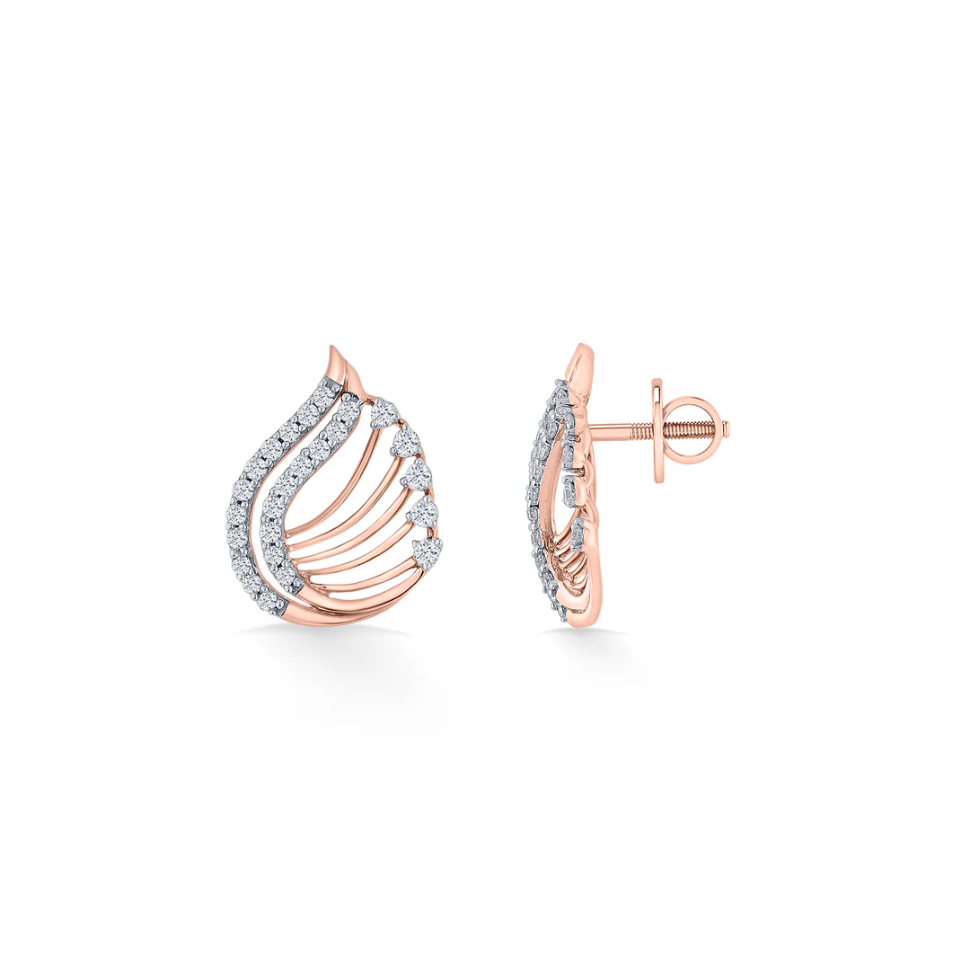 Radiant Petiole Rose Gold Stud Diamond Earring For Women - Image 5