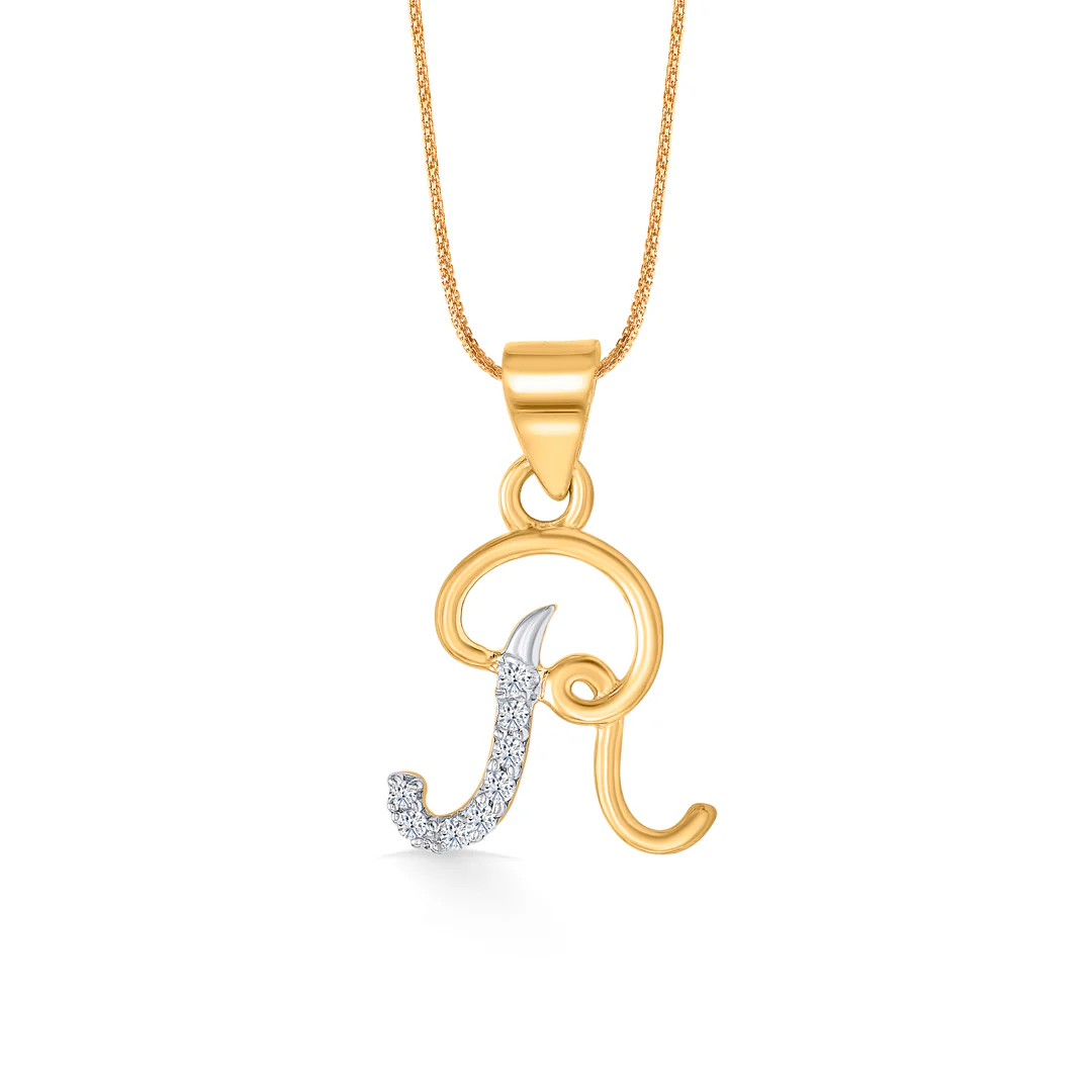 Radiant R Gold Alphabet Unisex Pendant - Image 2