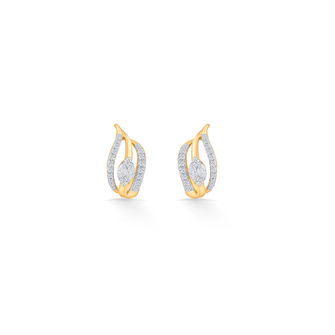 Radiant Waves Yellow Gold Stud Earring for Women - Image 3